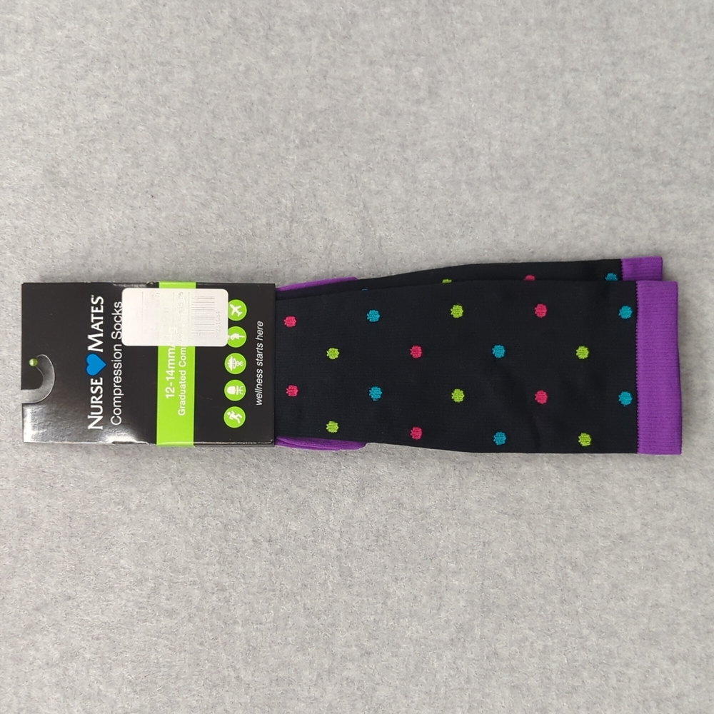 Nurse Mates compression socks 12-14mmHg 9-11 Bright Dot